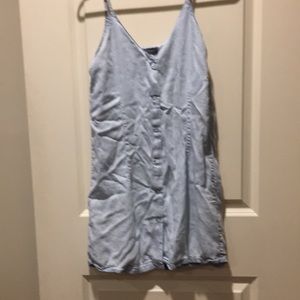 DL1961 women button down soft denim mini dress spaghetti strap light wash XS